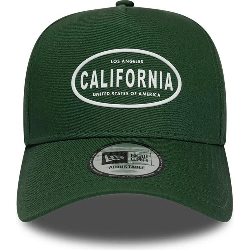 casquette-courbee-verte-snapback-e-frame-rubber-logo-california-los-angeles-new-era