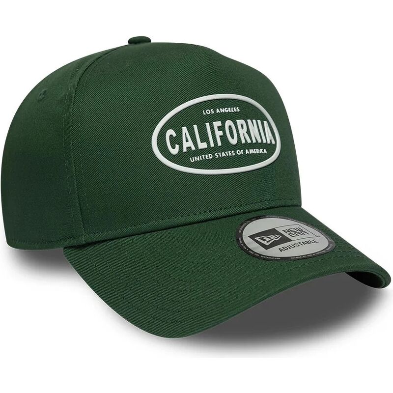 new-era-curved-brim-california-e-frame-rubber-logo-los-angeles-green-snapback-cap