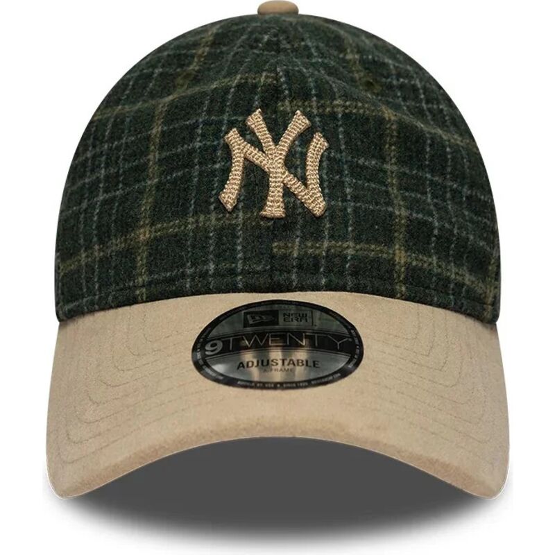 casquette-courbee-verte-et-beige-ajustable-9twenty-mix-check-new-york-yankees-mlb-new-era
