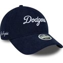 new-era-curved-brim-women-9twenty-cord-script-los-angeles-dodgers-mlb-navy-blue-adjustable-cap