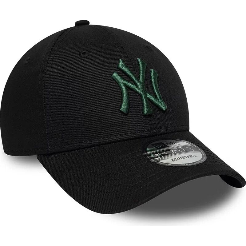 casquette-courbee-noire-ajustable-avec-logo-vert-fonce-9forty-league-essential-new-york-yankees-mlb-new-era