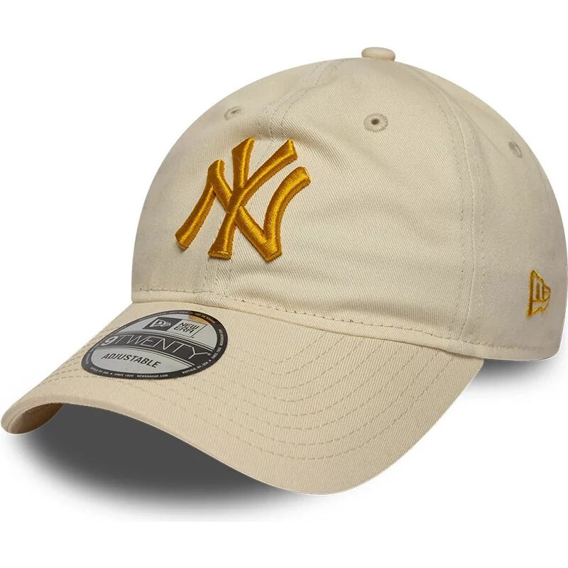casquette-courbee-beige-ajustable-avec-logo-dore-9twenty-league-essential-new-york-yankees-mlb-new-era