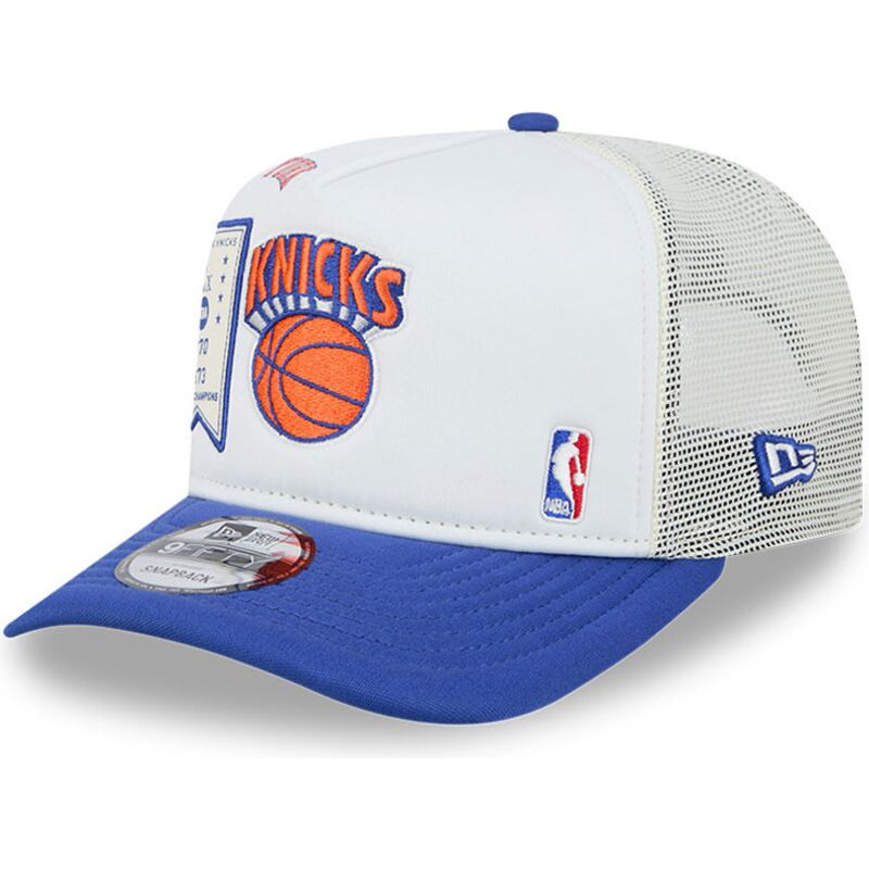 casquette-trucker-blanche-et-bleue-hardwood-classics-9fifty-a-frame-precurved-new-york-knicks-nba-new-era