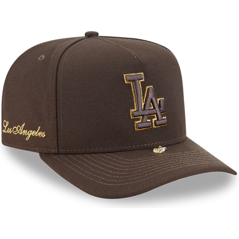 new-era-curved-brim-9fifty-a-frame-precurved-visor-pin-los-angeles-dodgers-mlb-brown-snapback-cap