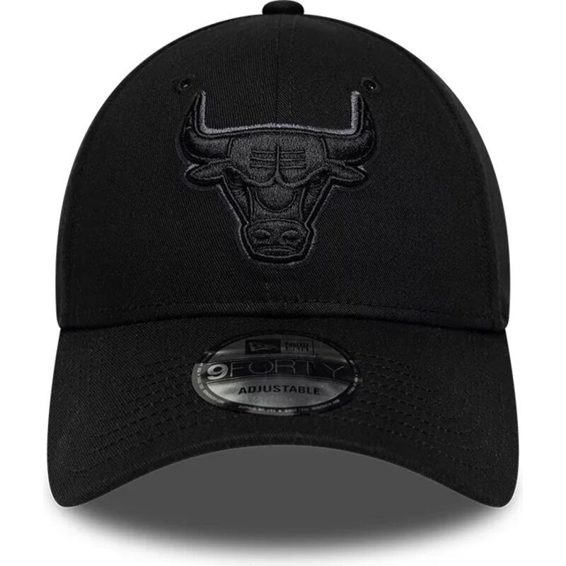 casquette-courbee-noire-ajustable-avec-logo-noir-et-grise-9forty-team-outline-chicago-bulls-nba-new-era