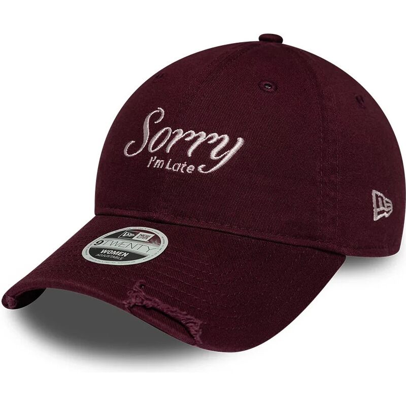 new-era-curved-brim-women-9twenty-slogan-sorry-i-m-late-maroon-adjustable-cap new-era-curved-brim-women-9twenty-slogan-sorry-i-m-late-maroon-adjustable-cap