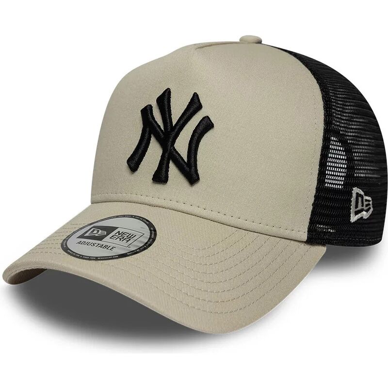 new-era-black-logo-a-frame-league-essential-new-york-yankees-mlb-beige-and-black-trucker-hat new-era-black-logo-a-frame-league-essential-new-york-yankees-mlb-beige-and-black-trucker-hat