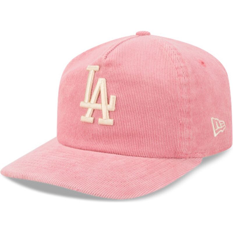 casquette-courbee-rose-ajustable-19twenty-precurved-corduroy-pastel-los-angeles-dodgers-mlb-new-era