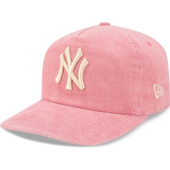New Era Curved Brim 19TWENTY Precurved Corduroy Pastel New York Yankees MLB Pink Adjustable Cap