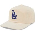 casquette-courbee-beige-ajustable-avec-logo-bleu-19twenty-precurved-corduroy-pastel-los-angeles-dodgers-mlb-new-era