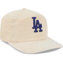 casquette-courbee-beige-ajustable-avec-logo-bleu-19twenty-precurved-corduroy-pastel-los-angeles-dodgers-mlb-new-era