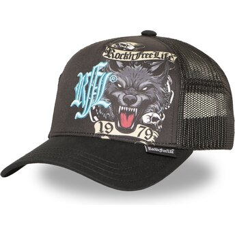 Casquette trucker noire N°266 Chained Wolf Rock’nFreeLife