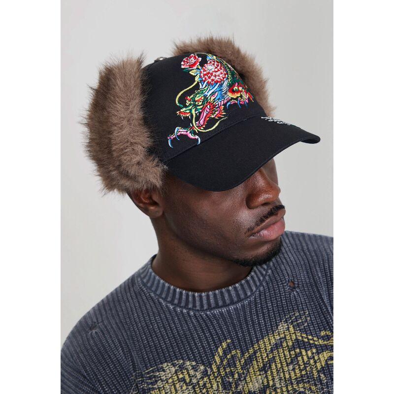 casquette-courbee-noire-ajustee-crawling-dragon-trapper-ed-hardy casquette-courbee-noire-ajustee-crawling-dragon-trapper-ed-hardy