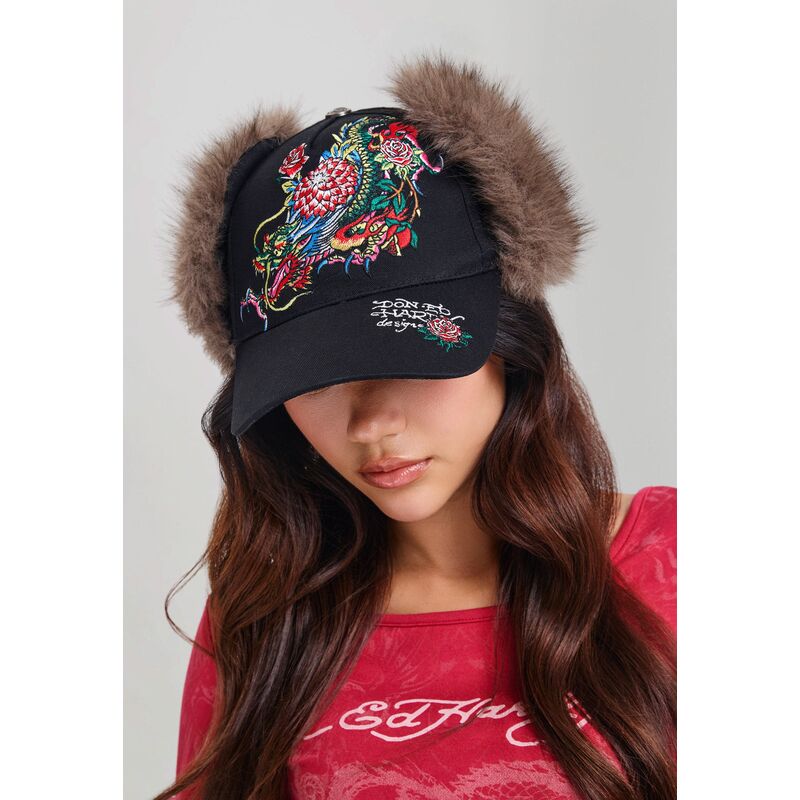 casquette-courbee-noire-ajustee-crawling-dragon-trapper-ed-hardy casquette-courbee-noire-ajustee-crawling-dragon-trapper-ed-hardy
