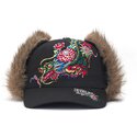 casquette-courbee-noire-ajustee-crawling-dragon-trapper-ed-hardy