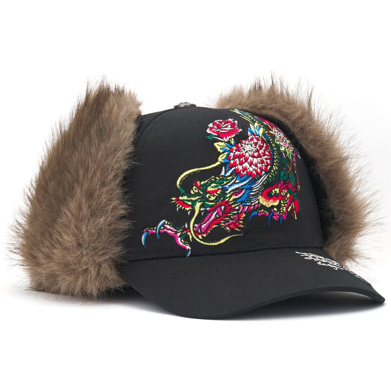 casquette-courbee-noire-ajustee-crawling-dragon-trapper-ed-hardy casquette-courbee-noire-ajustee-crawling-dragon-trapper-ed-hardy
