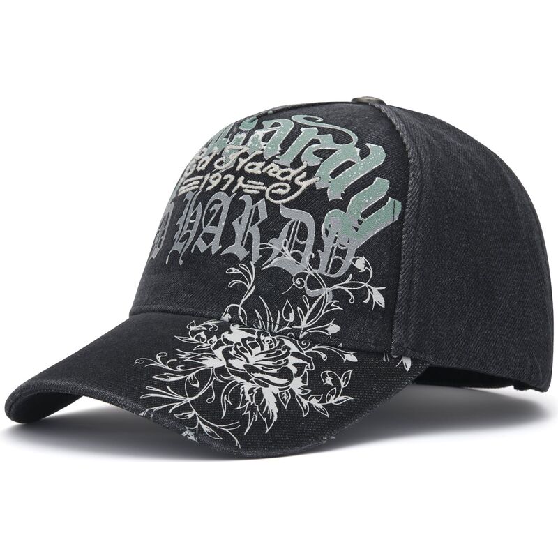 casquette-courbee-noire-ajustable-distressed-floral-gothic-ed-hardy casquette-courbee-noire-ajustable-distressed-floral-gothic-ed-hardy