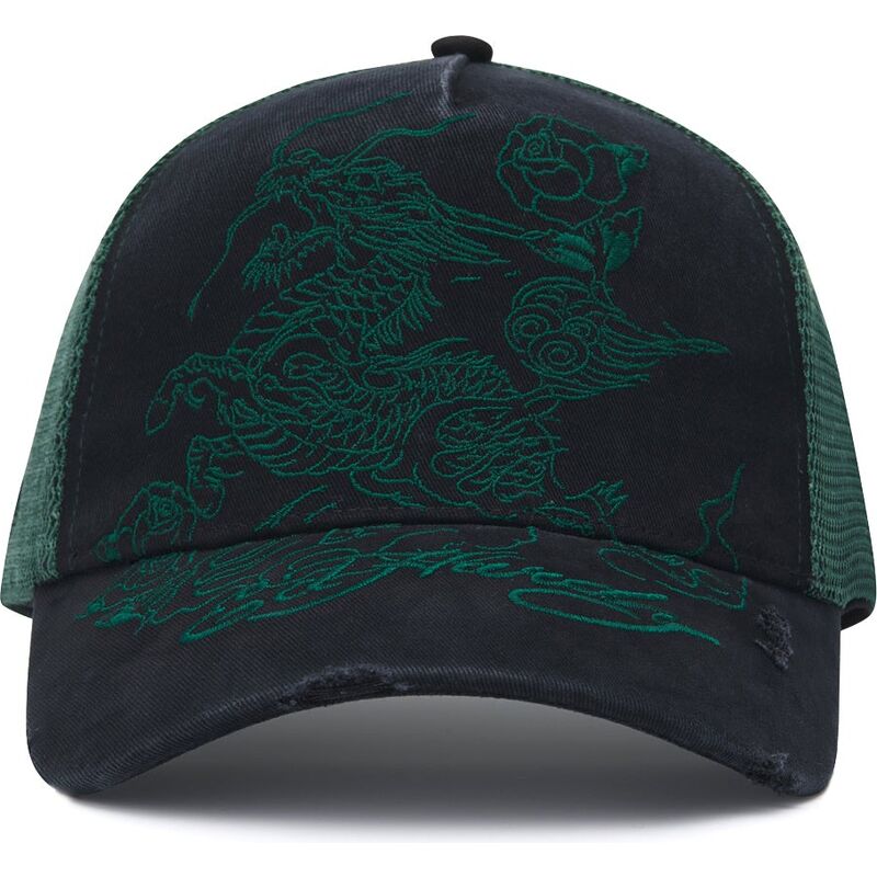 ed-hardy-outline-dragon-distressed-black-and-green-trucker-hat