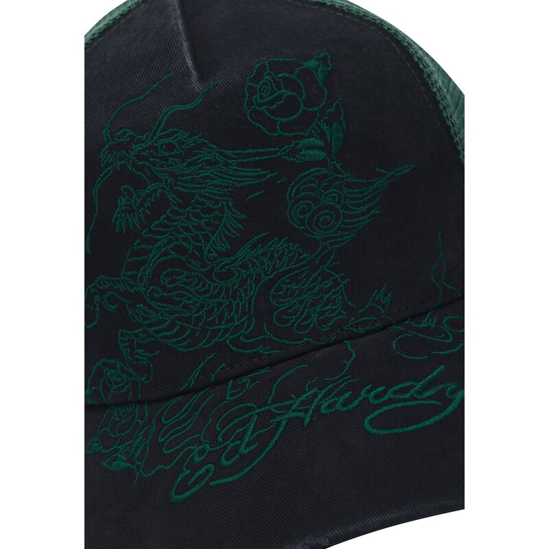 casquette-trucker-noire-et-verte-outline-dragon-distressed-ed-hardy