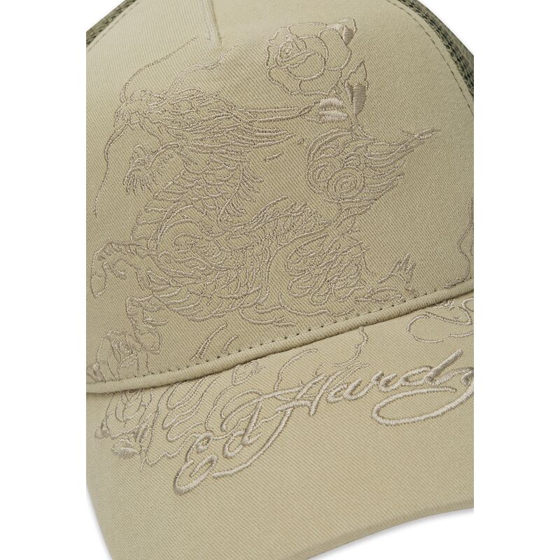 casquette-trucker-khaki-outline-dragon-ed-hardy
