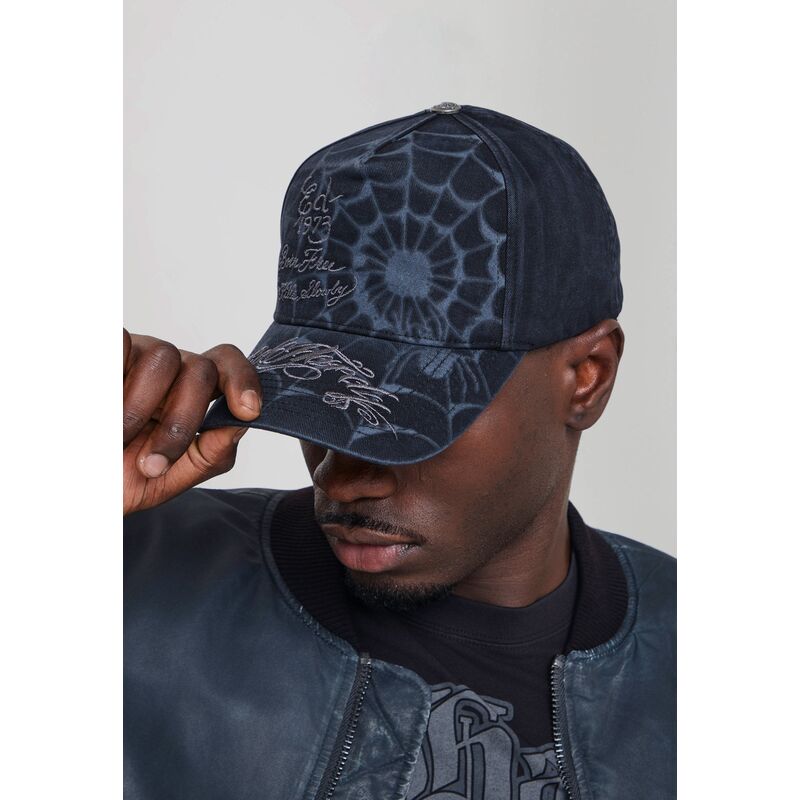 casquette-courbee-noire-snapback-spiderweb-ed-hardy