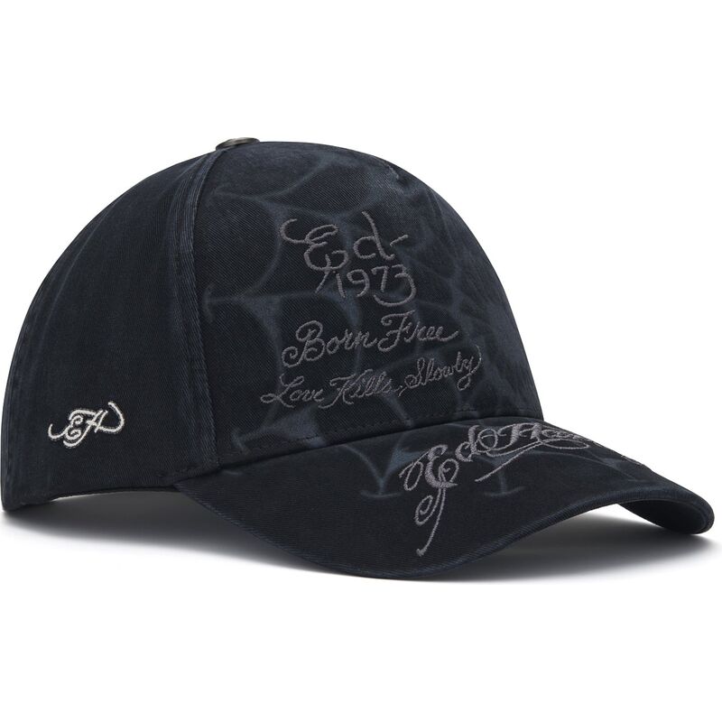 casquette-courbee-noire-snapback-spiderweb-ed-hardy