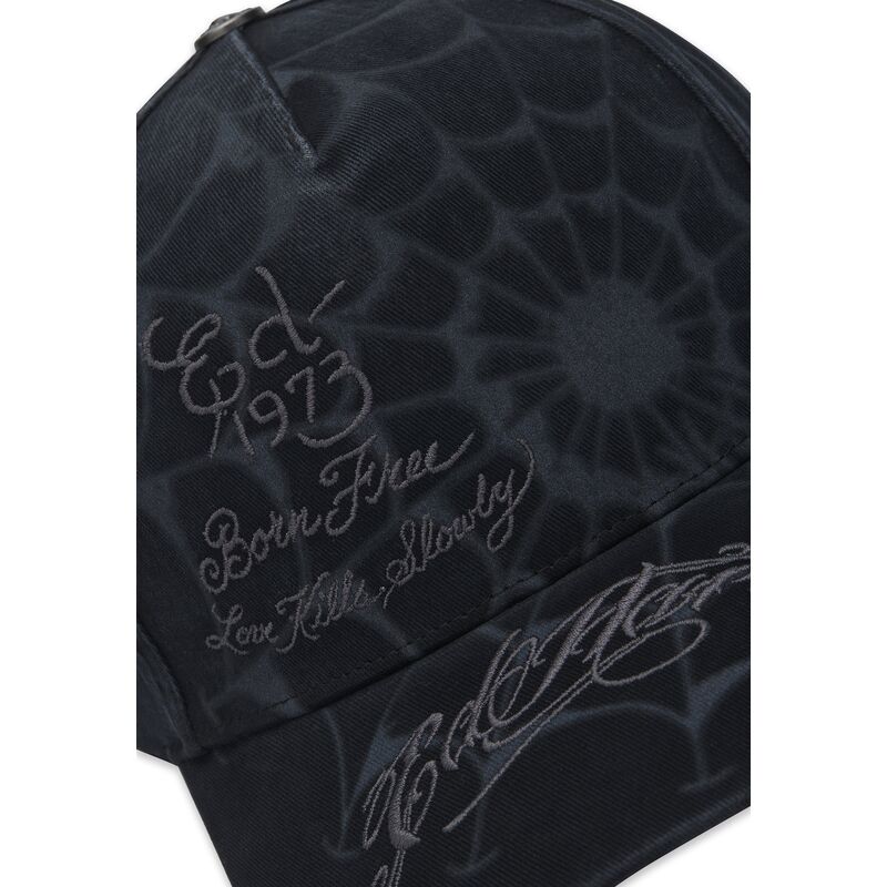 casquette-courbee-noire-snapback-spiderweb-ed-hardy