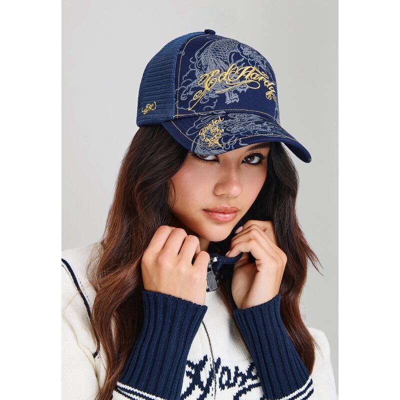 casquette-trucker-bleue-marine-outline-dragons-ed-hardy casquette-trucker-bleue-marine-outline-dragons-ed-hardy