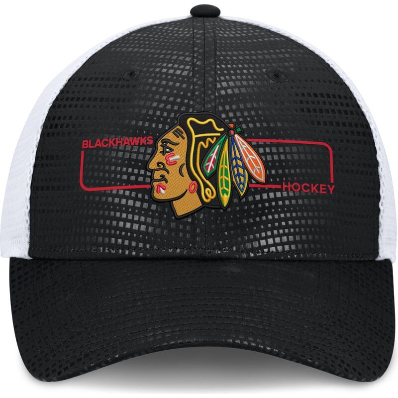 fanatics-structured-meshback-chicago-blackhawks-nhl-black-and-white-trucker-hat fanatics-structured-meshback-chicago-blackhawks-nhl-black-and-white-trucker-hat