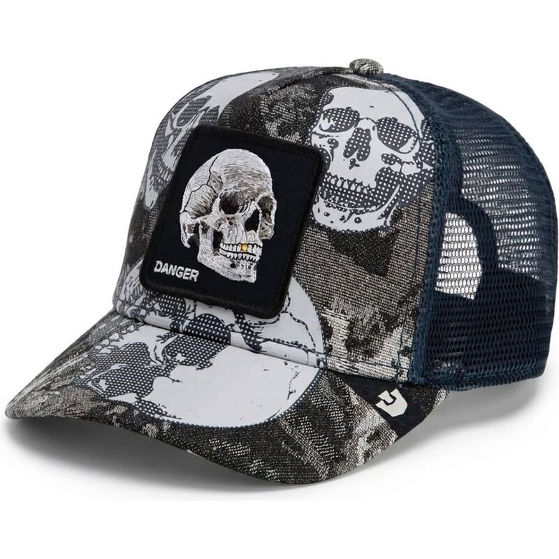 goorin-bros-skull-bone-head-danger-the-farm-black-and-blue-trucker-hat goorin-bros-skull-bone-head-danger-the-farm-black-and-blue-trucker-hat