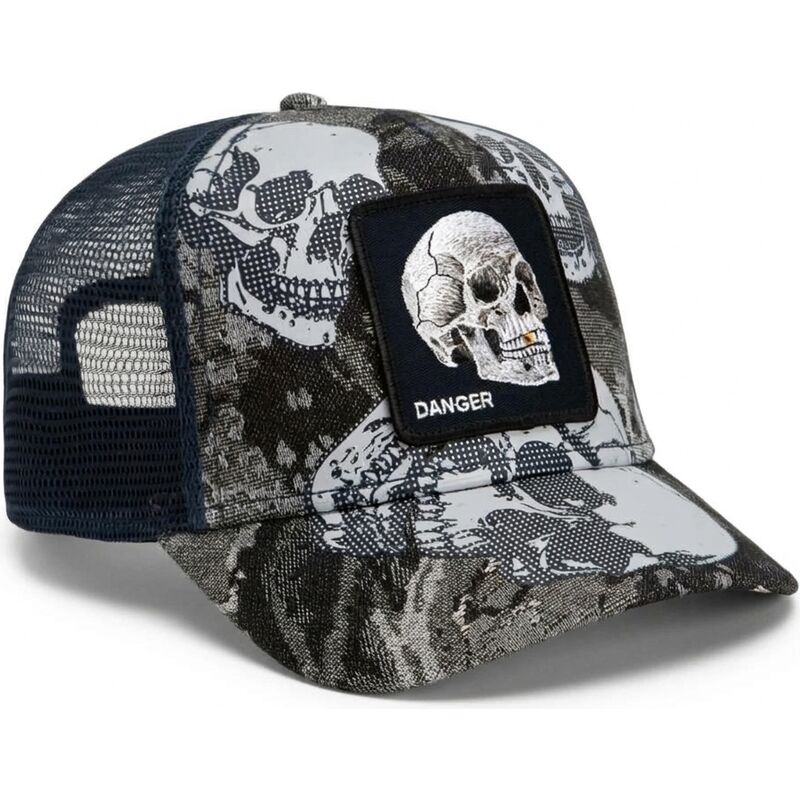 goorin-bros-skull-bone-head-danger-the-farm-black-and-blue-trucker-hat goorin-bros-skull-bone-head-danger-the-farm-black-and-blue-trucker-hat