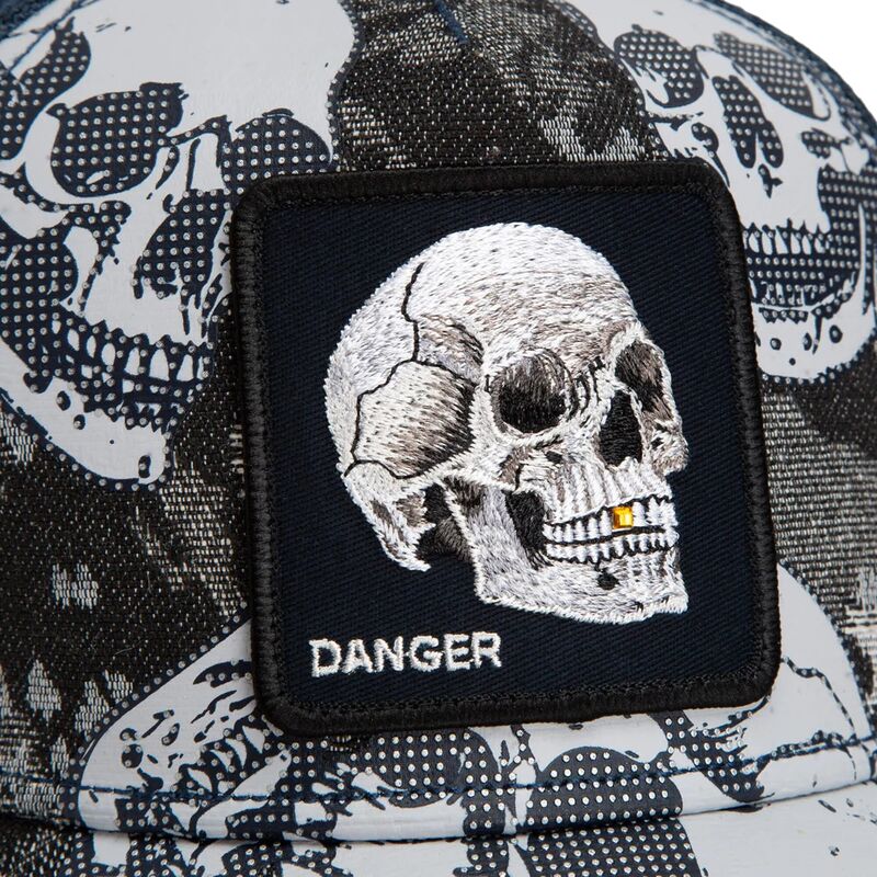goorin-bros-skull-bone-head-danger-the-farm-black-and-blue-trucker-hat goorin-bros-skull-bone-head-danger-the-farm-black-and-blue-trucker-hat