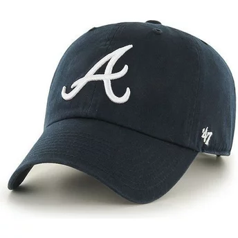 47 Brand Curved Brim Front Logo MLB Atlanta Braves Navy Blue Cap