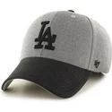 47-brand-curved-brim-black-logo-los-angeles-dodgers-mlb-grey-cap-with-black-visor