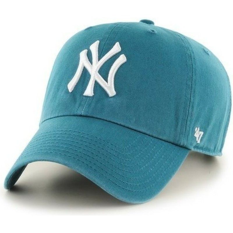 47-brand-curved-brim-bluish-green-new-york-yankees-mlb-clean-up-green-cap