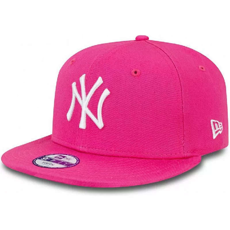 casquette-plate-rose-snapback-ajustable-pour-enfant-9fifty-essential-new-york-yankees-mlb-new-era